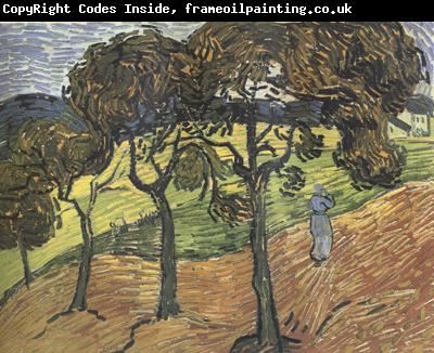 Vincent Van Gogh Landscape with Tree and  Figures (nn04)